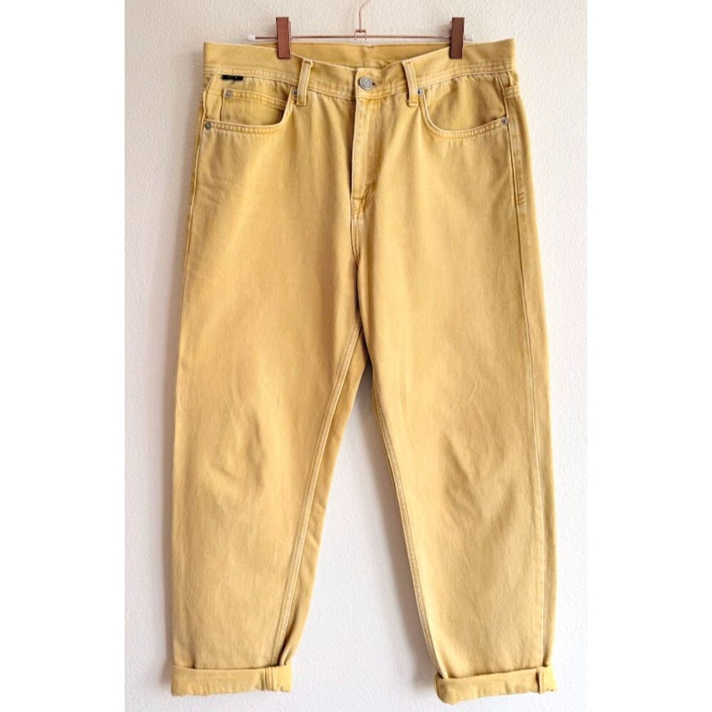 BDG Butter Yellow Baggy Straight Leg High Rise Jeans in 100% Cotton size M 32x29